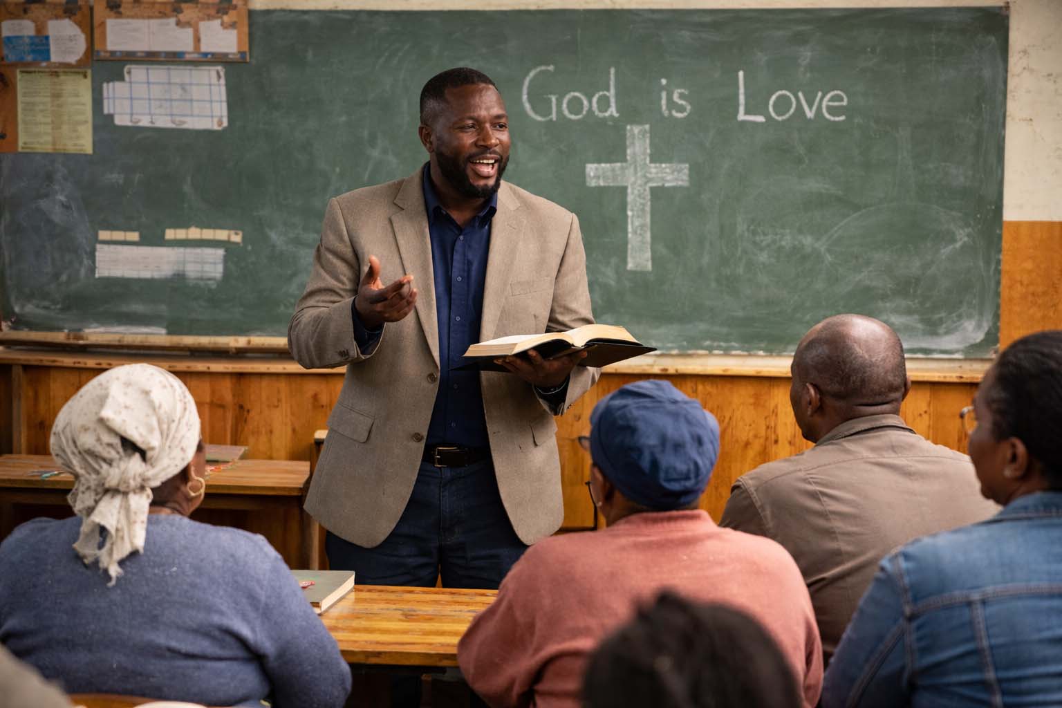 Pastor preaching and teaching from the Bible
